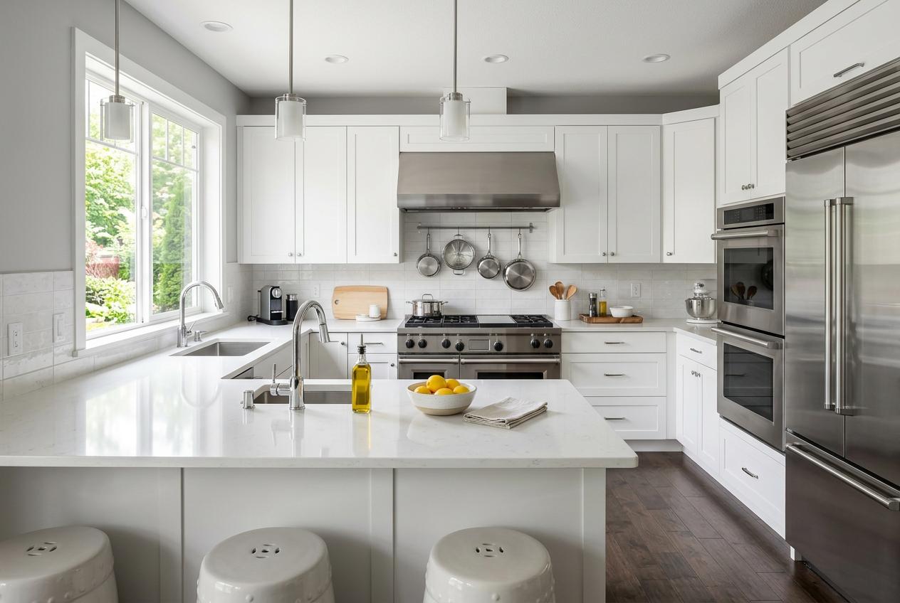 Deep-cleaned residential kitchen