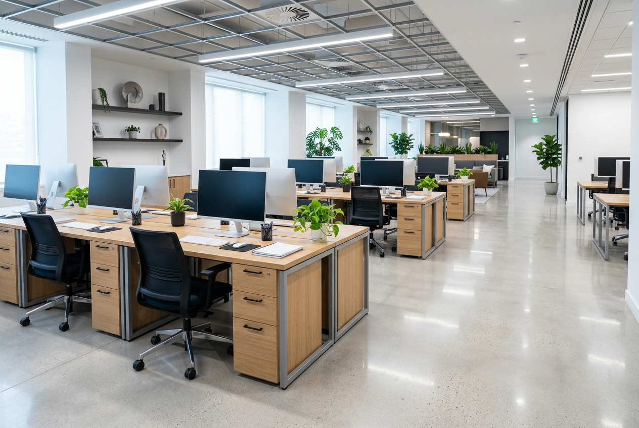 Freshly cleaned office carpet