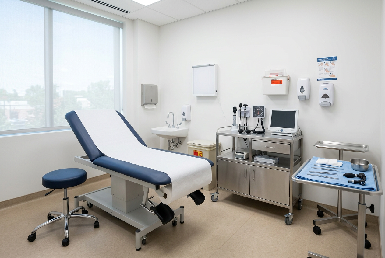 Disinfected medical exam room